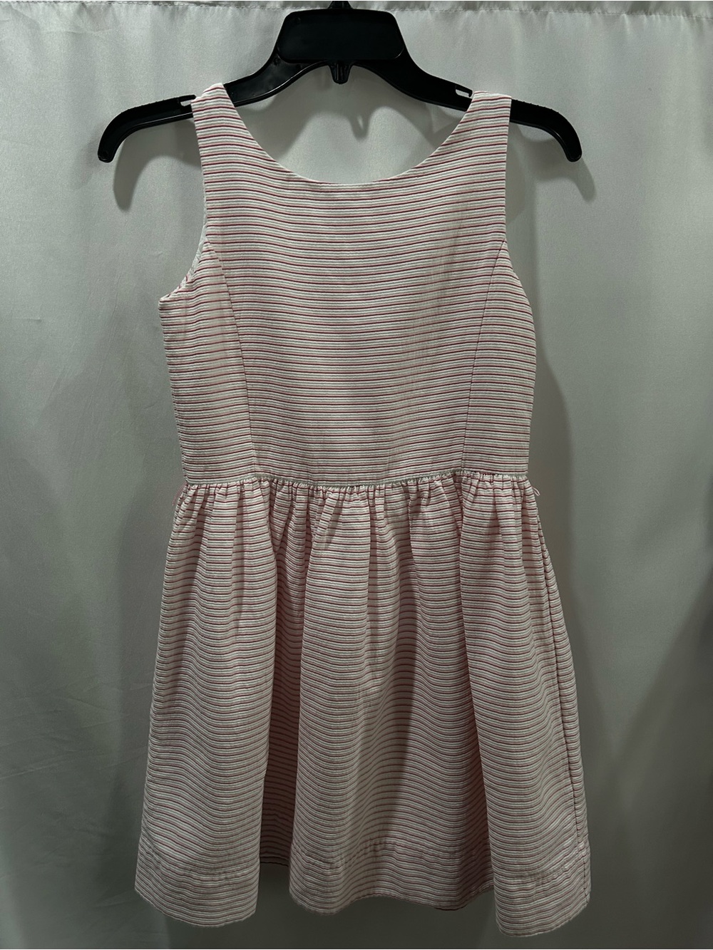 Girls' Pink textured Striped Sleeveless Dress